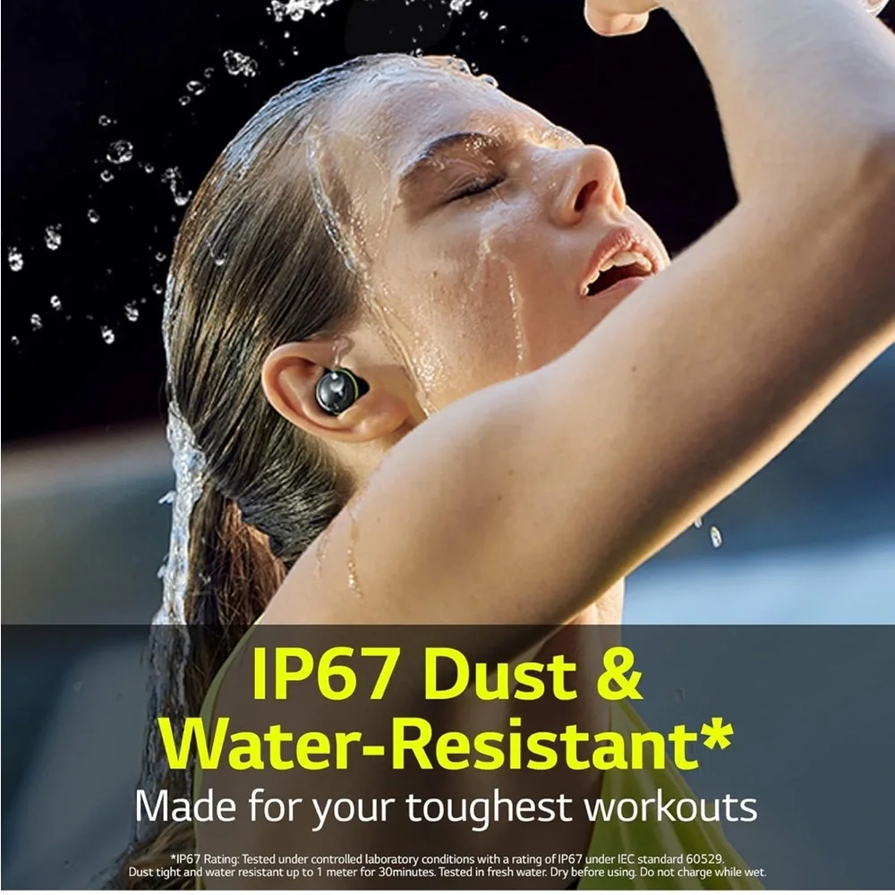 LG Wireless Earbuds with Meridian - Black and Yellow